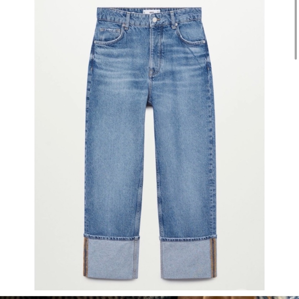High Rise Blue Cuffed Women's Jeans - Picture 2 of 5